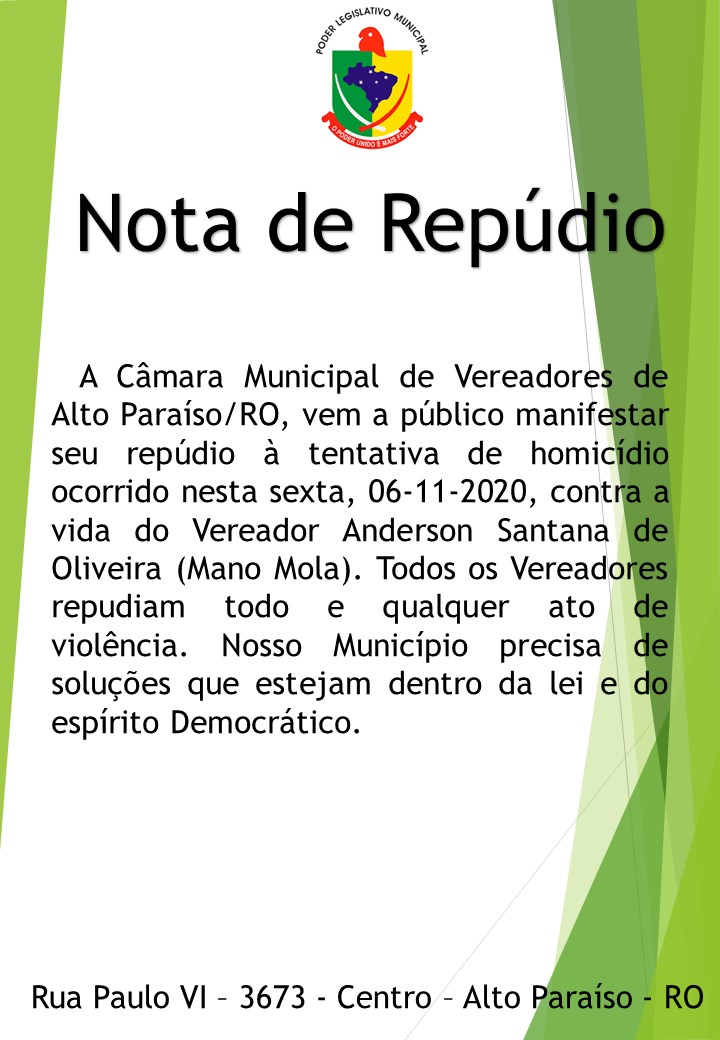 NOTA DE REPÚDIO TENTATIVA DE HOMICÍDIO